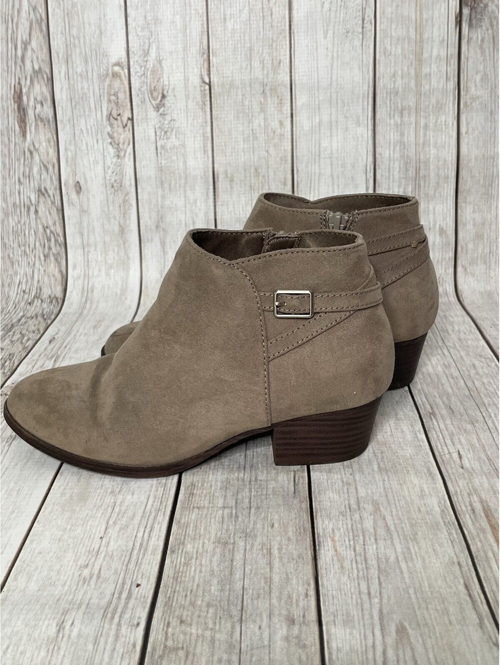 Old Navy Taupe Ankle Strap Booties Size 9